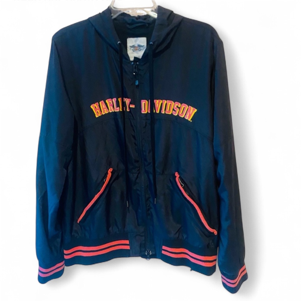 HARLEY DAVIDSON LIGHTWEIGHT NYLON LONG SLEEVE HOODIE WINDBREAKER UNISEX SIZE 1X